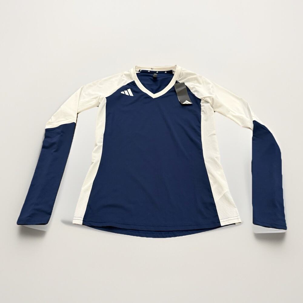Adidas Quickset Womens Blue White Volleyball Long Sleeve Shirt Size S Small NWT
